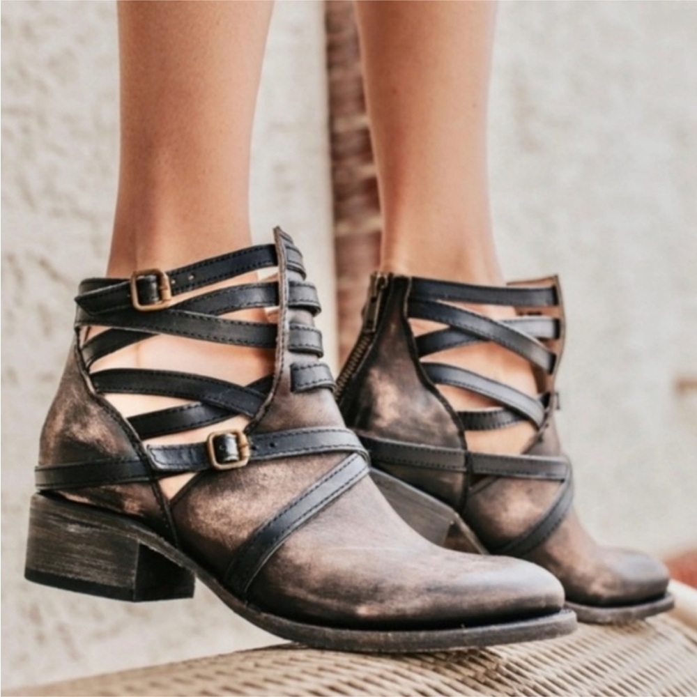 Freebird by Steven Black Distressed Ankle Boots